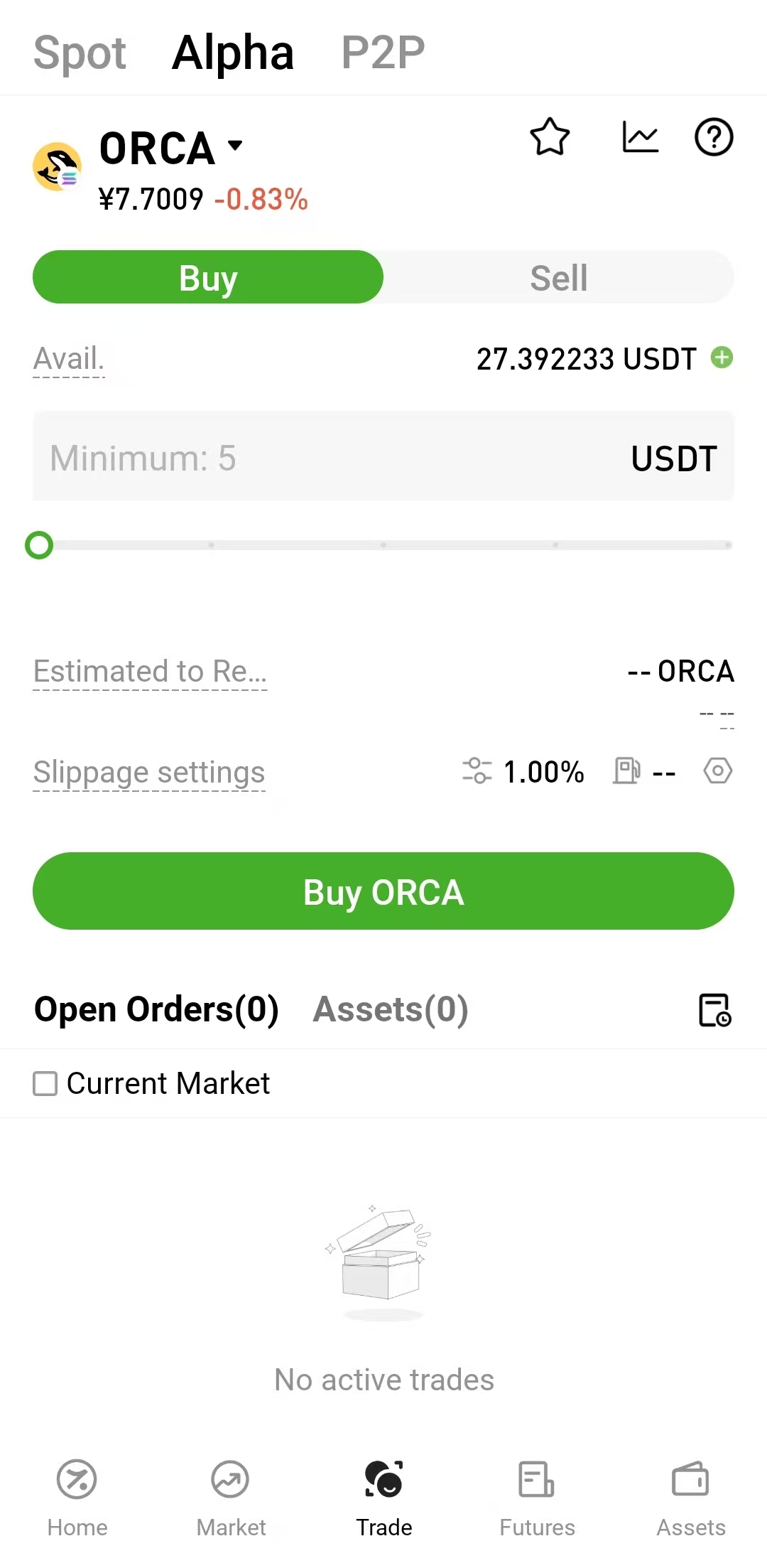 Hotcoin Alpha token purchase page