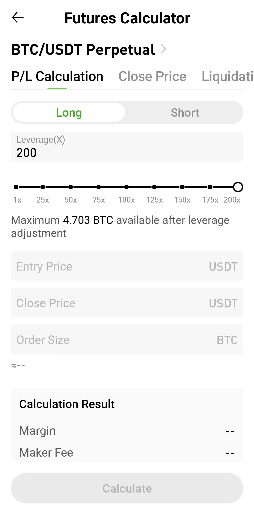 Hotcoin futures calculator P&L interface