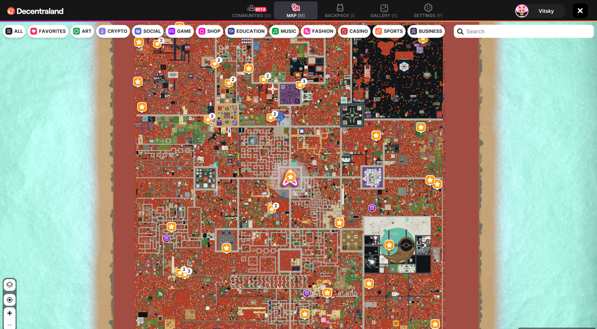 Decentraland metaverse map