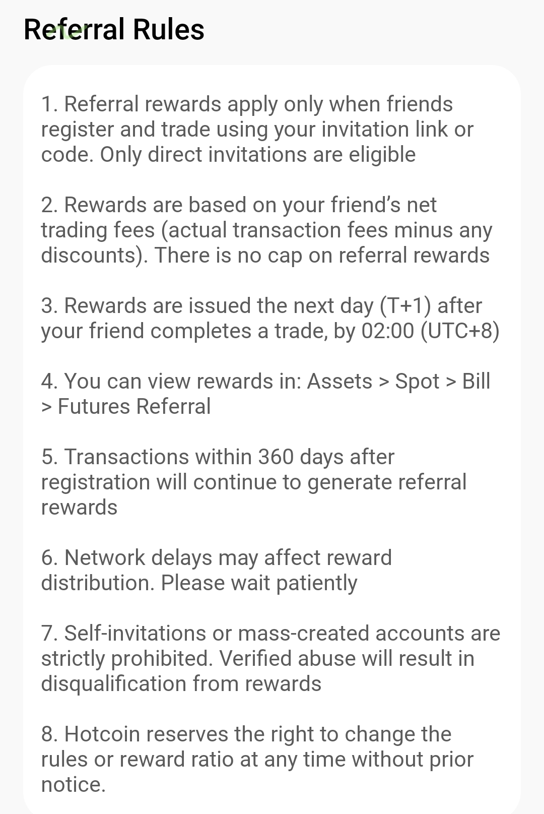 Hotcoin referral rules