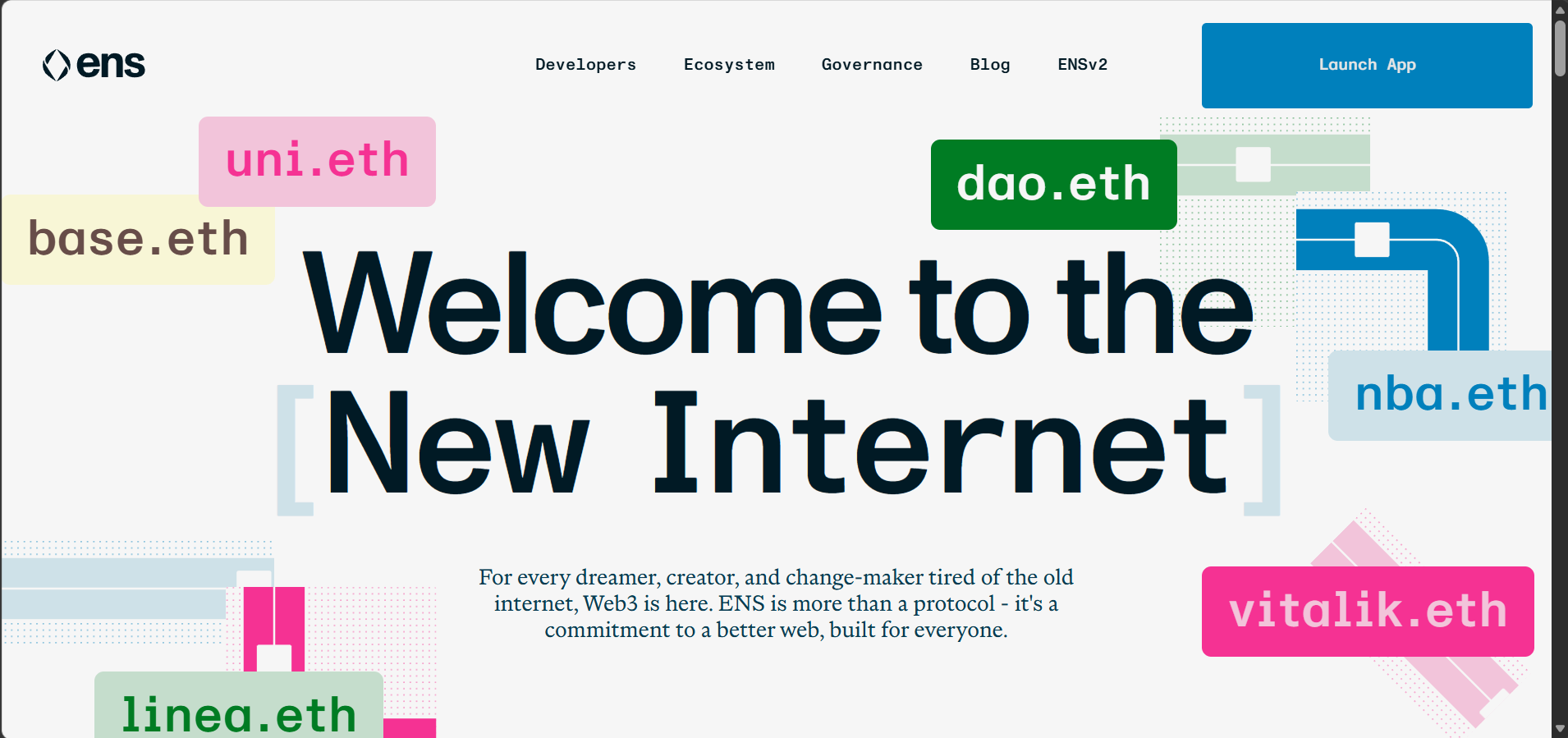 Example of an ENS Web3 domain page