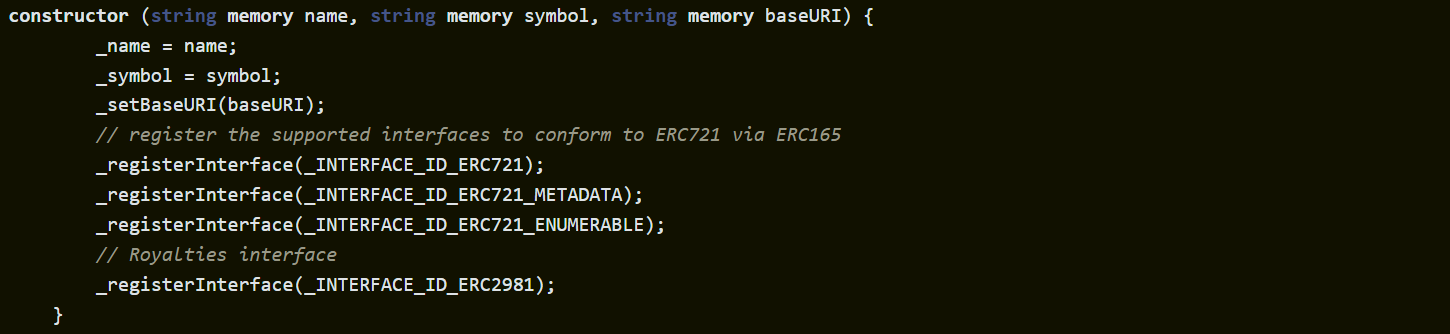 Example of an ERC-2981 royalty interface