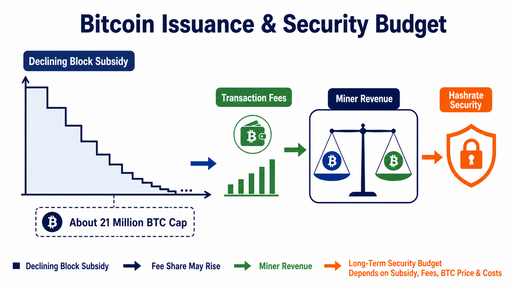Bitcoin block subsidies decline over time as fee incentives become more important