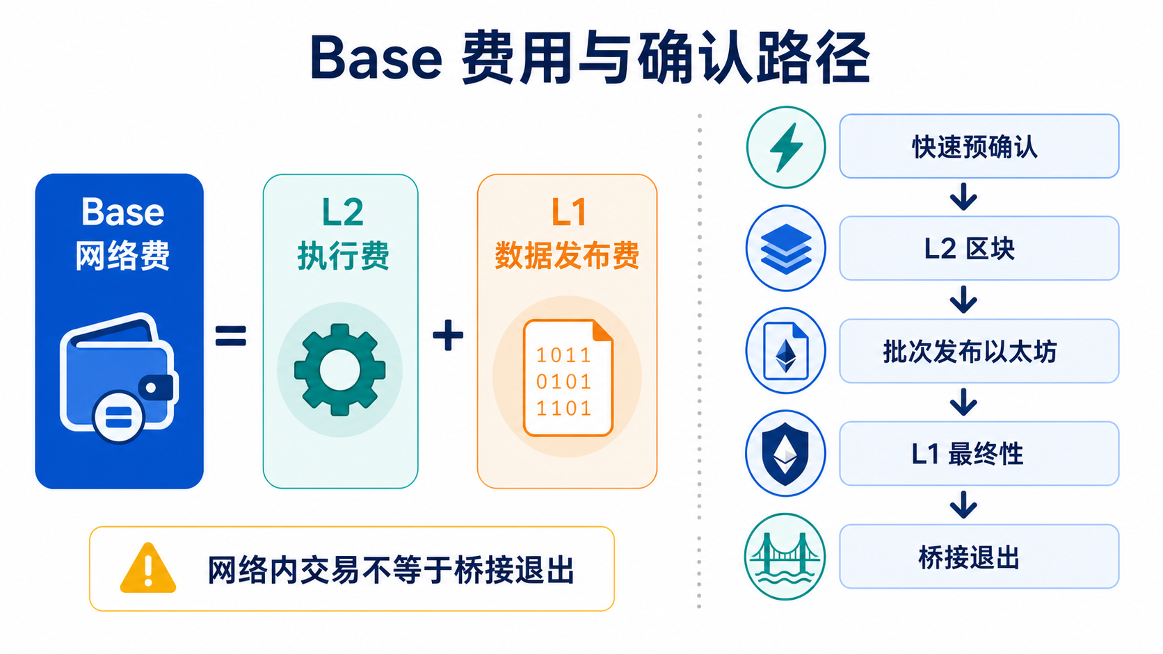 Base 交易的 L2 执行费、L1 数据费与不同确认和退出阶段