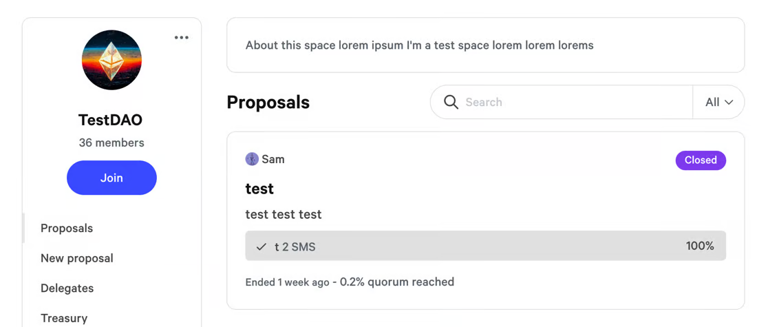 DAO proposal and voting interface