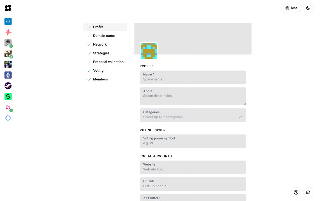 Snapshot Space creation and voting settings