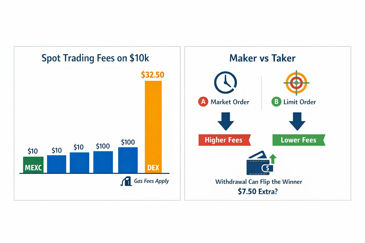Spot trading fee and Maker versus Taker comparison
