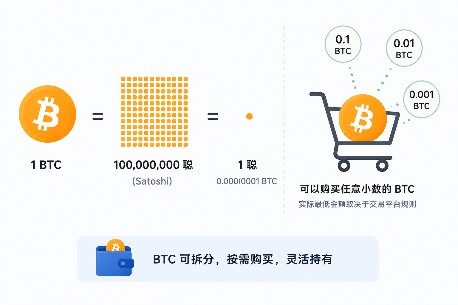 比特幣可拆分為聰並按需購買